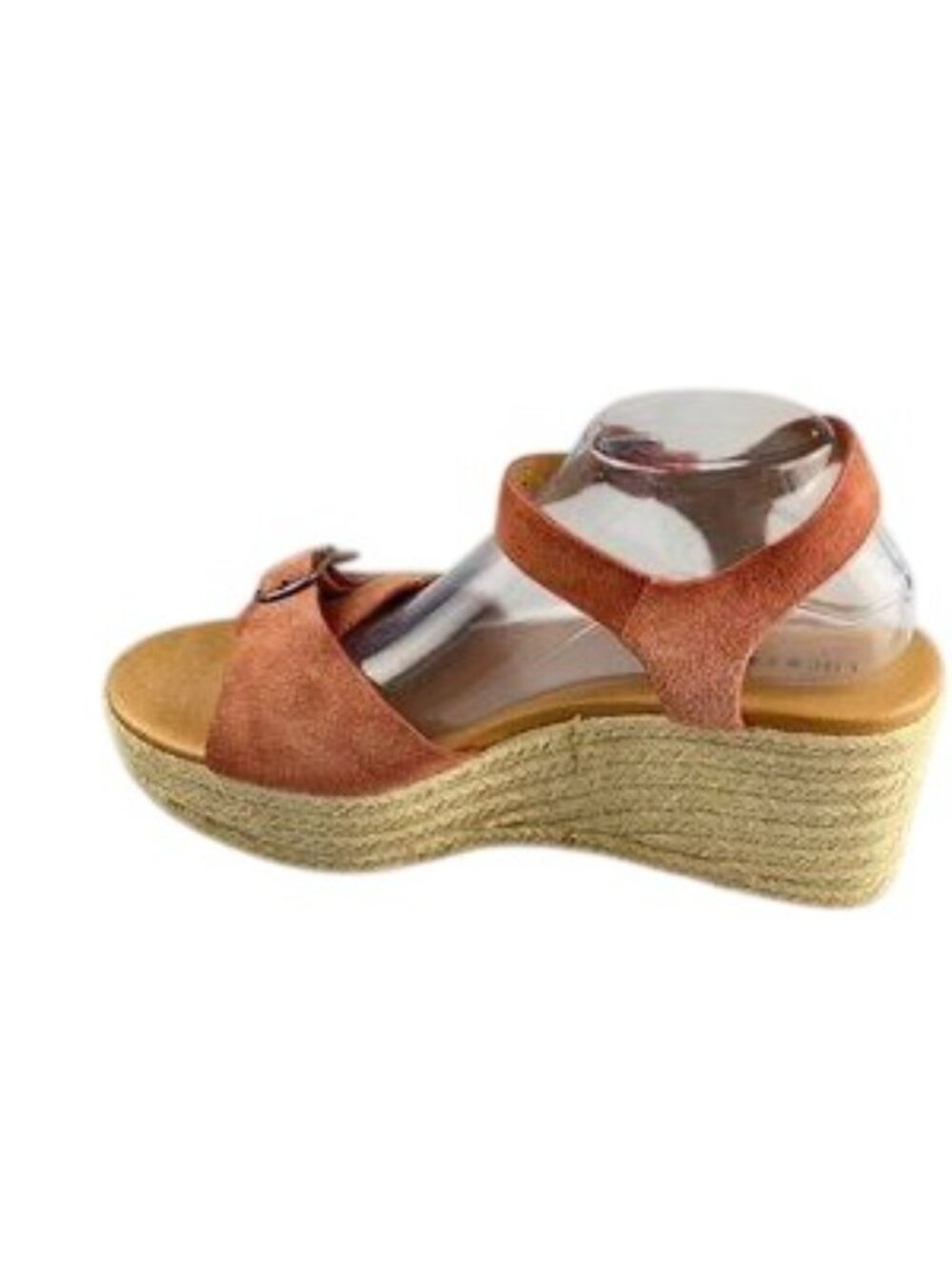 Lucky Brand Leather Upper Wedge Sandals With Adjustable Straps & Buckles Orange - Picture 8 of 11
